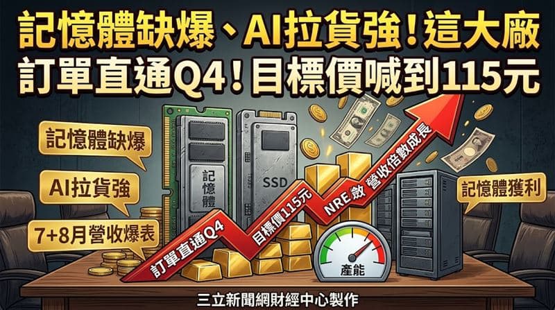 記憶體缺爆、AI拉貨強!「這大廠」訂單直通Q4 目標價喊到115元(新聞配圖)