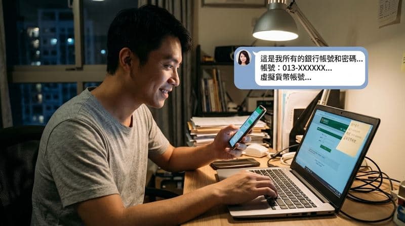 宅男暈船！他爽喊「我戀愛腦」交出網銀　害人「20分鐘噴500萬」下場慘（新聞配圖）