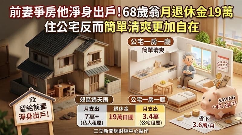 前妻爭房他淨身出戶!68歲翁月退休金19萬 轉念改住「這裡」更自在(新聞配圖)