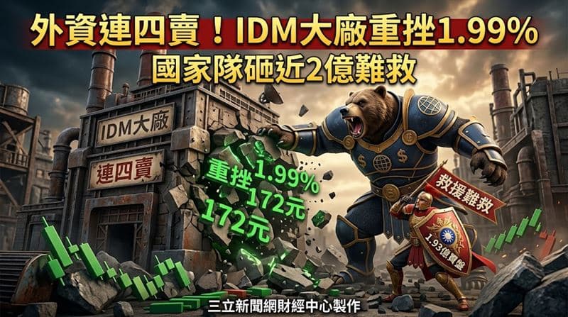 【盤前】外資連四賣！IDM大廠重挫1.99%　國家隊砸近2億難救（新聞配圖）
