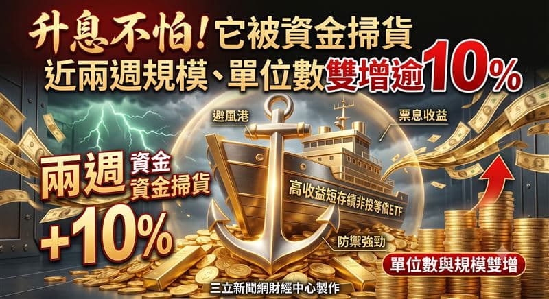升息不怕!它被資金掃貨 近兩週規模、單位數雙增逾10%(新聞配圖)