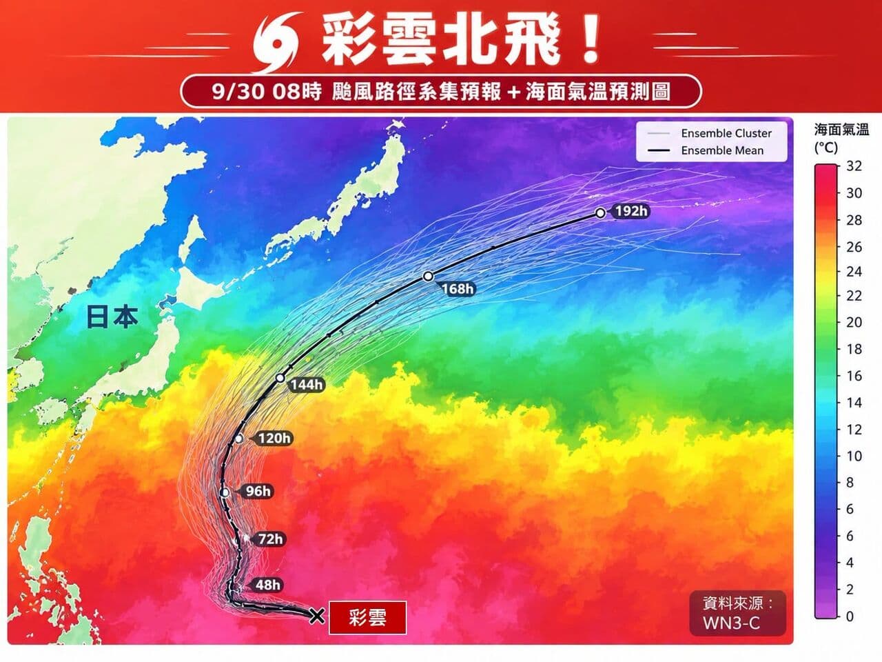 彩雲最新路徑！　挑戰今年第七個強颱（新聞配圖）