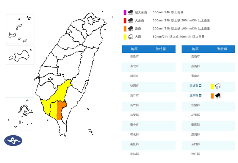雨彈夜襲高屏!大雷雨轟炸屏東這些鄉鎮(新聞配圖)