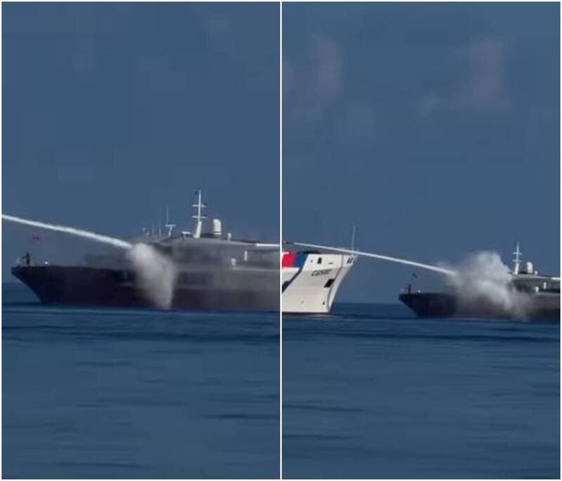 稅金花在這裡......爽!中國漁船闖東沙海域賴著不走 海巡水砲出擊影片曝(新聞配圖)