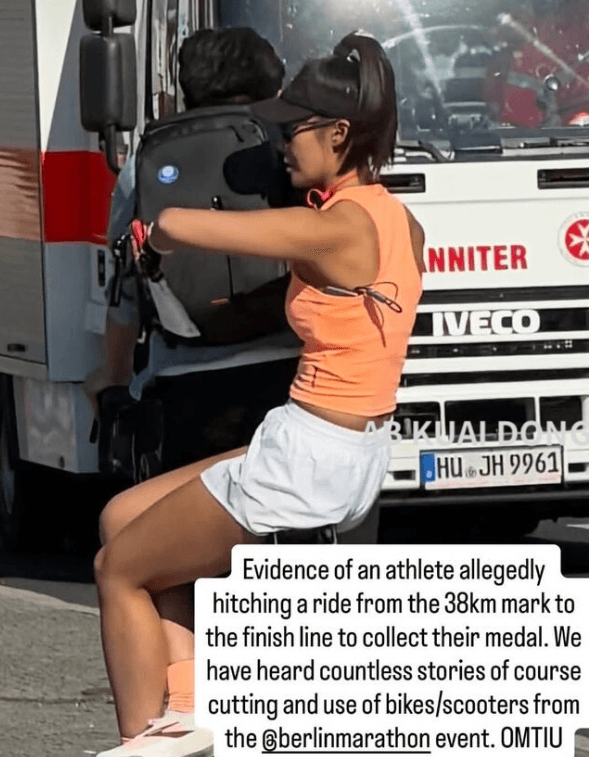 扯！德國柏林馬拉松 中國女跑者搭自行車作弊（新聞配圖）