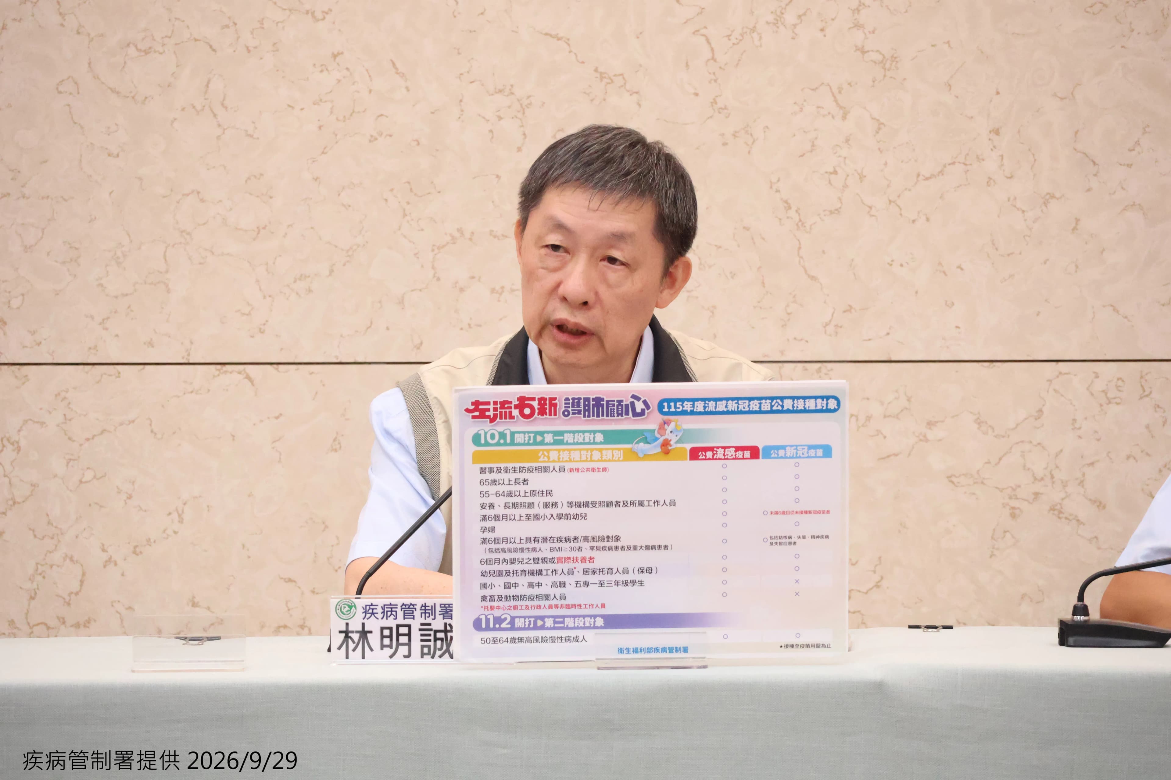 2026年度公費流感及新冠疫苗 第一階段「11類對象」10/1開打(新聞配圖)