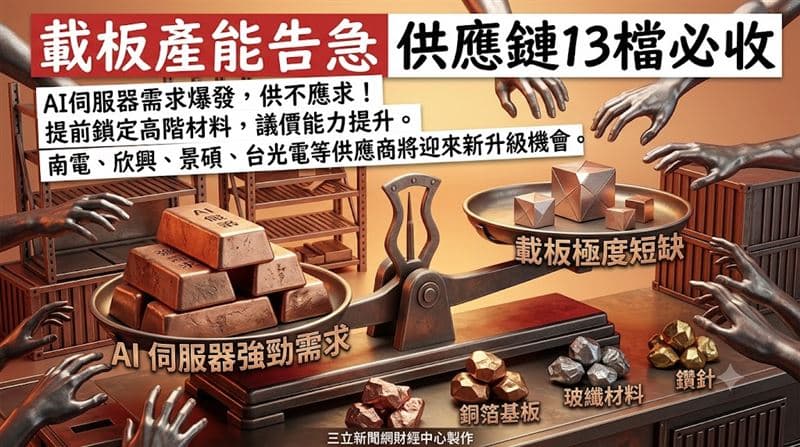載板產能告急 供應鏈13檔必收(新聞配圖)