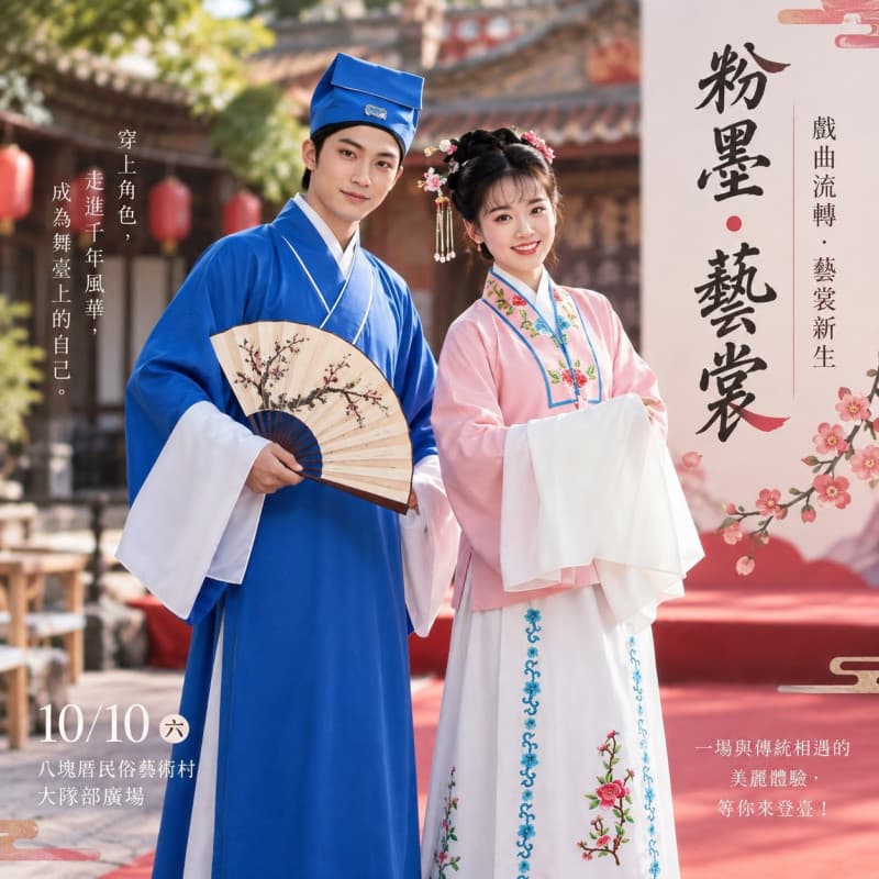 八塊厝推「粉墨・藝裳」活動 從花旦到小生、打造戲曲變裝體驗(新聞配圖)